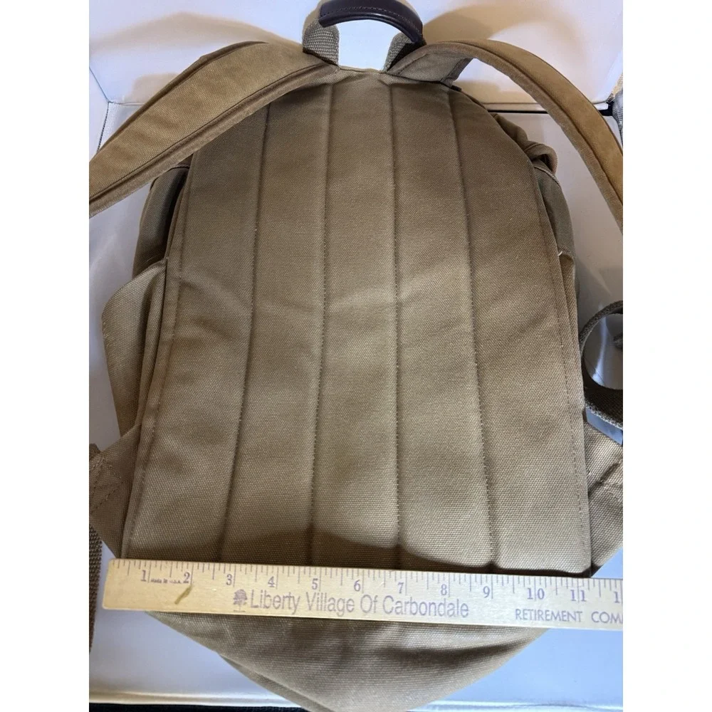 LAND'S END Waxed Canvas Leather Heavy Duty Laptop Backpack Travel LOGO READ